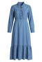 Half-Buttoned Pocketed denim dress 300126-01 blue - 6