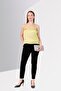 Women Illusion Neck Solid Tank Top, Pale Yellow - 4