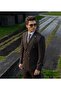 New Season K Double-Breasted Cut-Out Double Slit Self-Stripe Men's Suit - 5