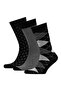 Stitch-Free Bamboo Socks Jacquard Black Color Mixed Patterned Men's Socks Boxed 3 Pairs Premium Long Socks