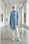 Striped Detailed Denim Tunic 23932-01 Ice Blue - 2