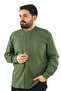 Shirt for Hajj and Umrah Embroidered Long Sleeve Khaki Hakim Collar 100% P Cotton Ensar