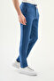 Straight Slim Fit Drawstring Elastic Waist 100% K Linen Men's Trousers Indigo - 38351.26Y - 3
