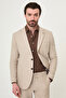 Striped Fit Mono Collar Drawstring Trousers Men's Suit Beige - 45451.26Y