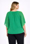Women's Plus Size Green, Chiffon Yarasakol, Shoulder Stone Striped Detail , Viscose Lined Blouse 65N39424 - 7