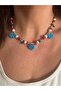 Design with Real Natural Stone - Real Pearl Blue Evil Eye Syrian Ethnic Necklace