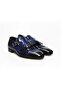 Dark Blue Color Laceless Genuine Leather Men's Shoes