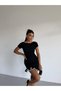 Bodycon Scuba Fabric Short Sleeve Skirt Ruffled Dress - 3