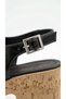 Cross Striped Open Front Women's High Straw Look Cork Wedge Heel Sandals Shoes - 6