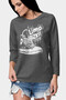 Limp Sneakers Anthracite Crew Neck Long Sleeve Combed Cotton Women's T-Shirt