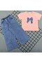 Girl's Summer Set with Long Jeans and Stone-Decorated Model Set, 100% Cotton Top and Bottom Set, Summer Short-Sleeved Cotton Combed Fabric, Super Quality, Full Lycra Jeans. - 4