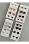 Minimal Colorful Studded 4 Pairs-8 Pieces Pearl Earring Set - 3