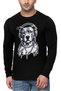 Kolyeli Pit Black Crew Neck Long Sleeve Combed Cotton Men's T-Shirt