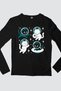 Astro Cats Black Crew Neck Long Sleeve Combed Cotton Men's T-Shirt - 2