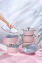 9Pcs Cookware set Coral series C-1090, Crystal Ceramic, Non-stick, Silicon handles, Induction.