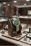 Elegant and Stylish Design Women's Wristwatch |   26 mm Steel Case, Gold Silver Metal Band, Green K - 4