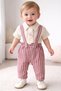 Baby Boy Shirt and Striped Strap Salopet Set