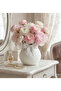 Ribbon Detailed Globe Shaped White Vase – Short Decorative Flower Vase