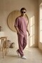 Men's Summer Dusty Rose Tracksuit Set Oversized T-Shirt Elastic Lace-Up Baggy Pants Ls-1075