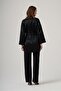 6040 Shiny Waist Tie Trench Coat – Black - 3