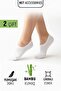 2 Pairs White Bamboo Ballerina Seamless Invisible Sneaker Short Socks Unisex - 2