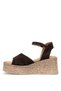 Elit Zyn4071 Women Genuine Leather Wedge Heel Sandals Brown - 3