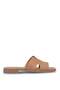 Elit Zyn8012 Women's Genuine Leather Flat Slipper Tan
