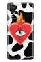 Oppo A54 Compatible Flame Heart Patterned Transparent Phone Case