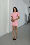 Pink Off-Shoulder Pleated Mini Dress