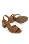 , Women's Genuine Leather Heels Sandals 1611050Z8416 Tan - 4