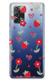 Oppo A74 Compatible Strawberry and Heart Patterned Transparent Phone Case