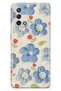 Oppo A74 Compatible Blue Oil Paint Floral Print Transparent Phone Case