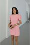 Pink Off-Shoulder Pleated Mini Dress - 4