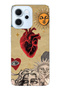 Oppo Reno 14F Compatible Sun and Heart Collage Patterned Transparent Phone Case