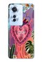 Oppo Reno 11F 5g Compatible Colorful Heart and Floral Print Transparent Phone Case