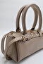 Women's Beige Front Belt Detailed Patent Leather Lined Mini Hand, Arm and Shoulder Bag - 5