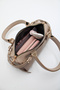 Women's Beige Front Belt Detailed Patent Leather Lined Mini Hand, Arm and Shoulder Bag - 6