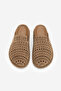 Women's Genuine Leather Hole Geometric Patterned Sabo Casual Slipper Yofin Camel Suede - 7