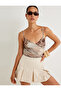 X Sima Tarkan - Tulle Spaghetti Strap K Double-Breasted Top a Lined Color Transitioning D Patterned Draped