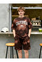 Men Tie-Dye Print Relaxed Fit T-Shirt and Shorts Set - 6