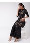 Black Straight Fit Foil Print Kurta and Sharara Co-Ords - 3