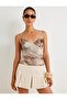 X Sima Tarkan - Tulle Spaghetti Strap K Double-Breasted Top a Lined Color Transitioning D Patterned Draped - 3