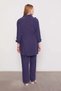 Floral Detail Shirt and Trousers Set 100796 Navy Blue - 3