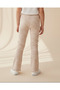 Girls White Striped Leggings - 3