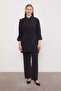 Floral Detail Shirt and Trousers Set 100796 Black - 3
