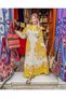 Yellow Color Floral Patterned Button Detailed Long Sleeve Bohemian Dress