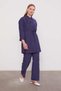 Floral Detail Shirt and Trousers Set 100796 Navy Blue - 6