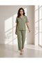 Women Green 2 Piece Solid Pyjama Set