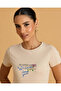 Women Beige Graphic Printed T Shirt - 4
