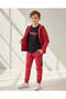 Boys Red Printed 3 Piece Sweatshirt Set